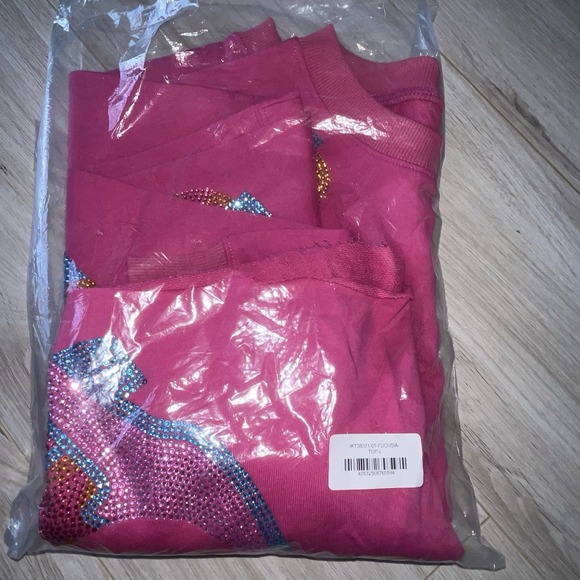 NWT Peach Love California Pink Sequin Cowboy Boots Cropped Sweatshirt L Festival - Picture 11 of 11